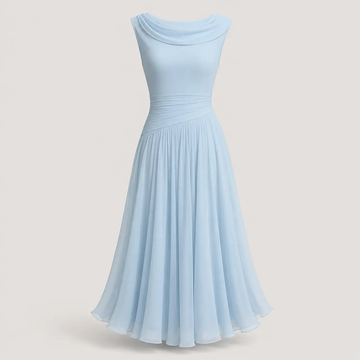 Women's Midi Dress Sleeveless Draped Summer Occasion