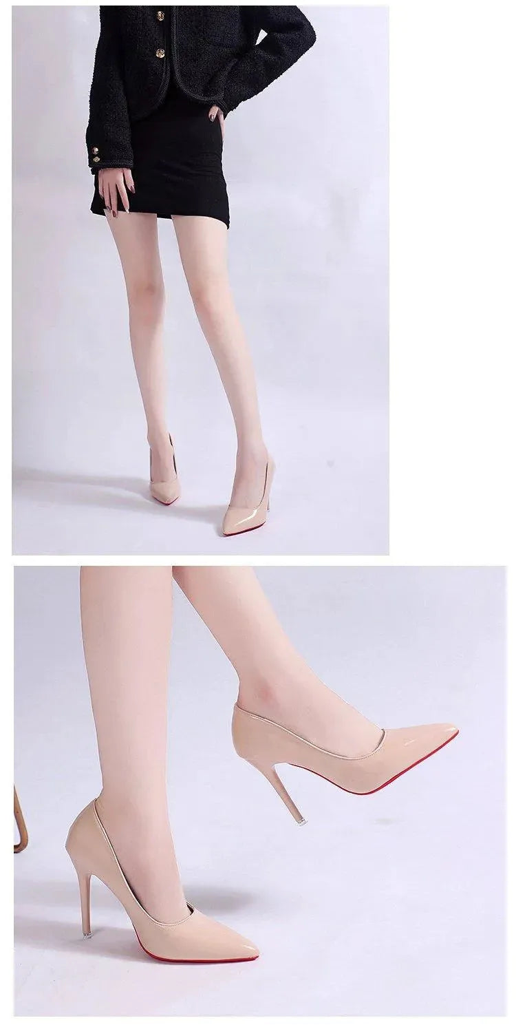 Women's Black Pumps Stiletto Heel Low Upper PU Casual Office Shoes