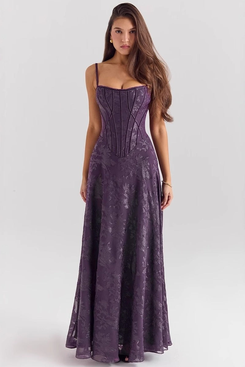 Spaghetti Strap Chiffon Floral Formal Dress