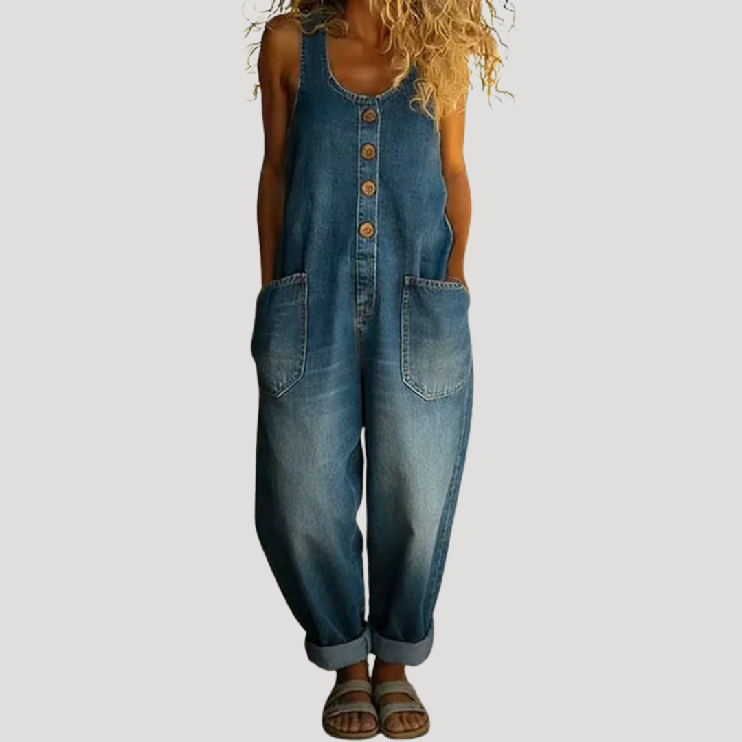 Women's Baggy Denim Dungarees Sleeveless Relaxed Fit Casual Overalls