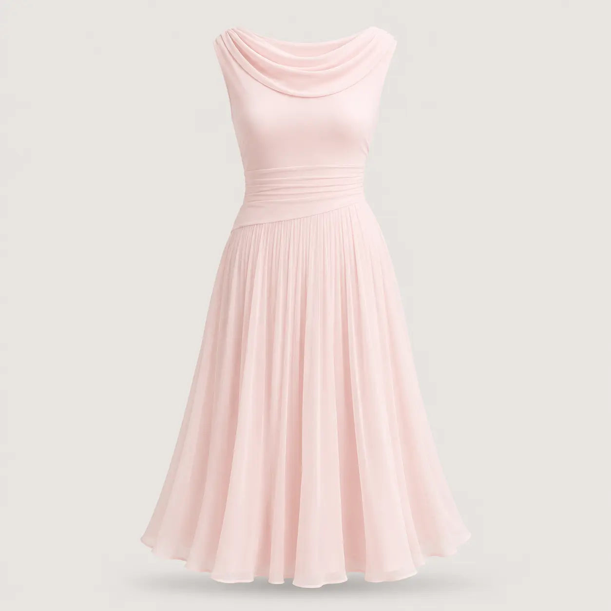 Women's Midi Dress Sleeveless Draped Summer Occasion