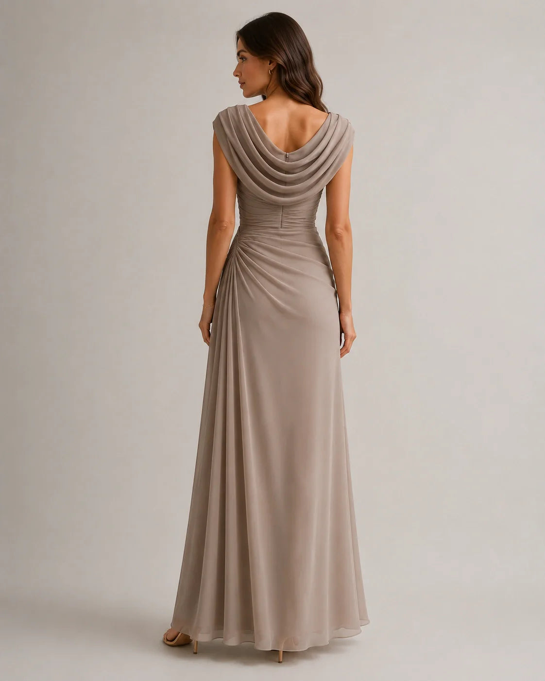 Women's Maxi Dress Cowl Neck Ruched Wedding Guest