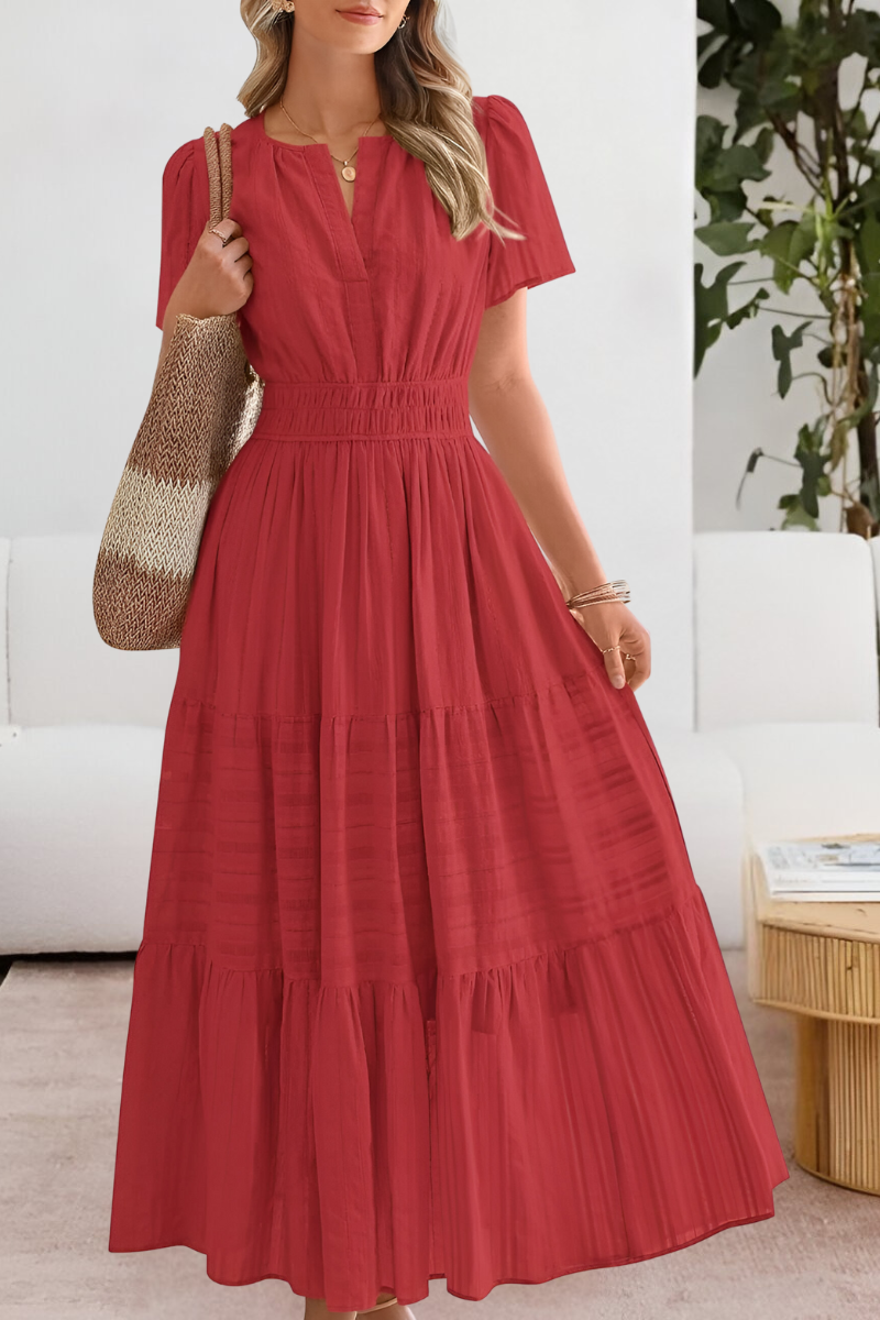 Women's A-Line Midi Dress Boho Style Cotton Blend