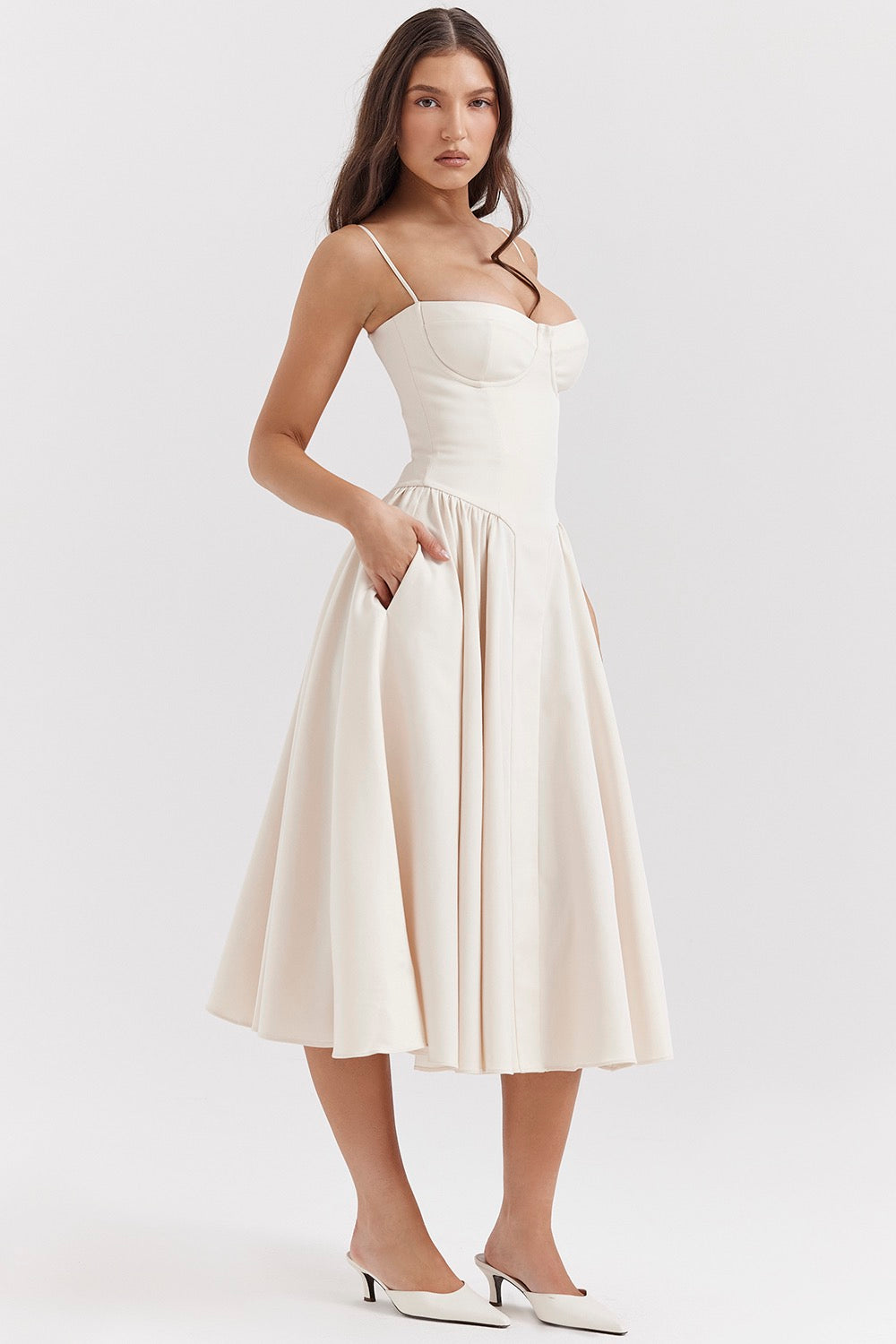 Women's Midi Dress Corset Style Adjustable Straps