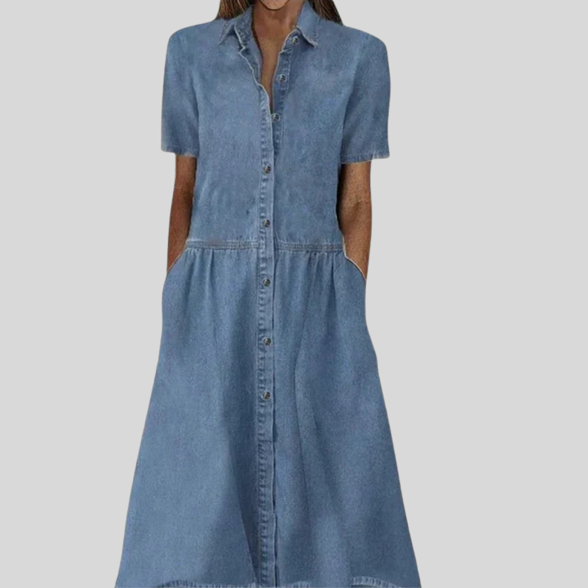 Ava | Women's Denim Casual Button Dress 0