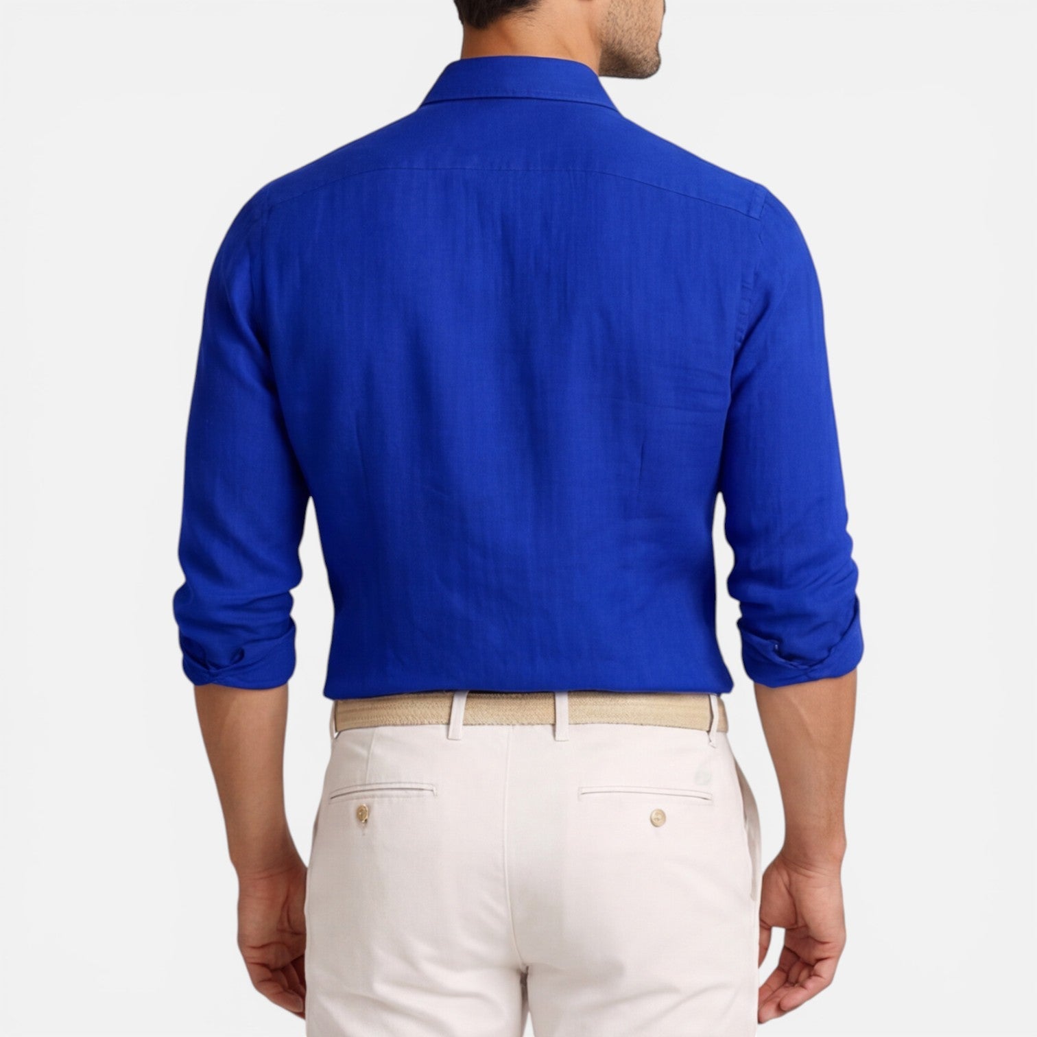 Men's Slim Fit Linen Cotton Blend Shirt Breathable Button Down Casual Elegant