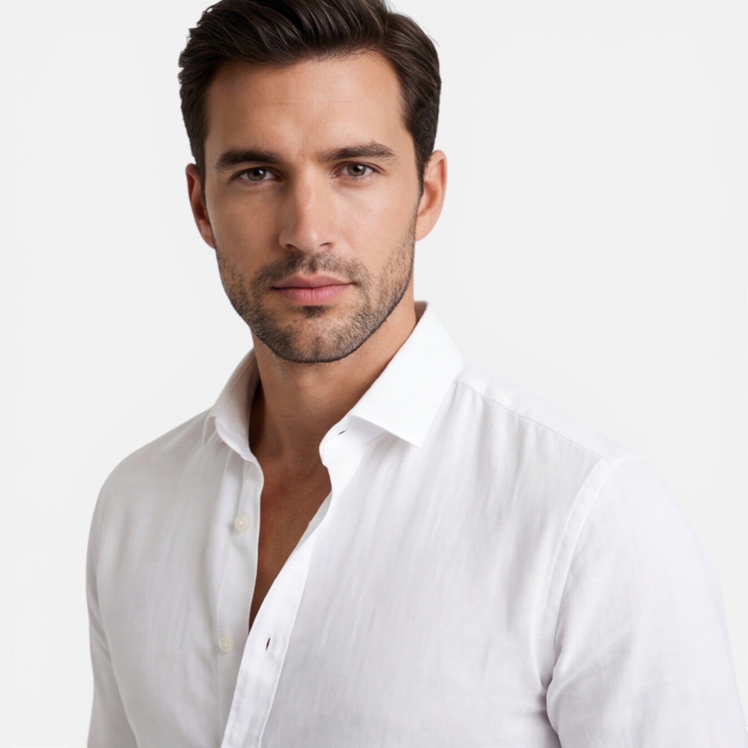Men's Slim Fit Linen Cotton Blend Shirt Breathable Button Down Casual Elegant