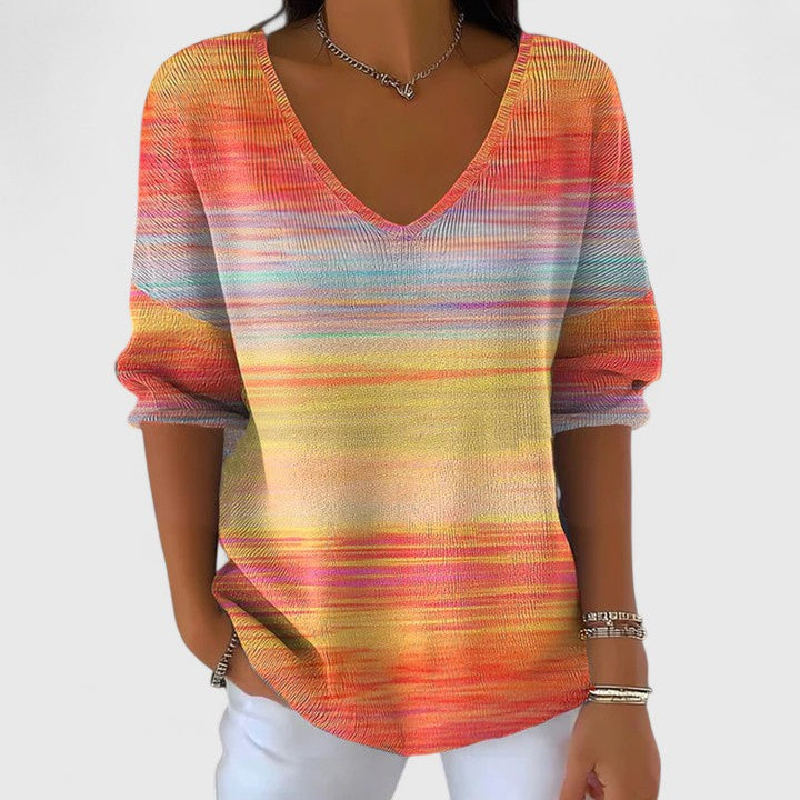 Cassandra | Women's Long Sleeve V-Neck Shirt 1
