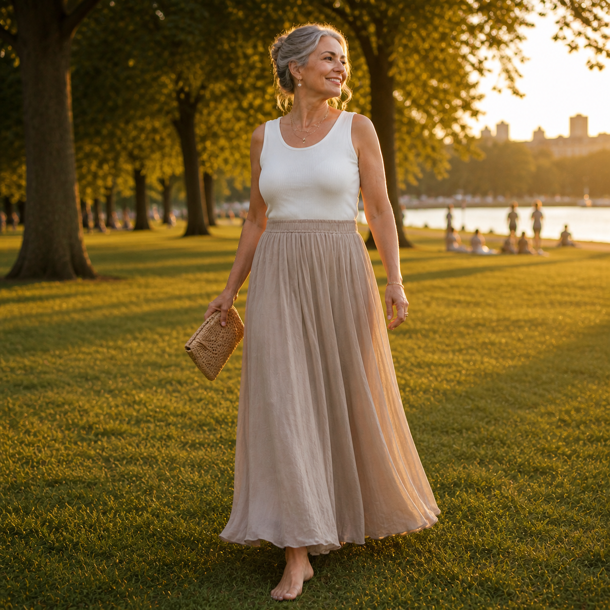 Women's Maxi Skirt Flowing Chiffon High Waist Casual