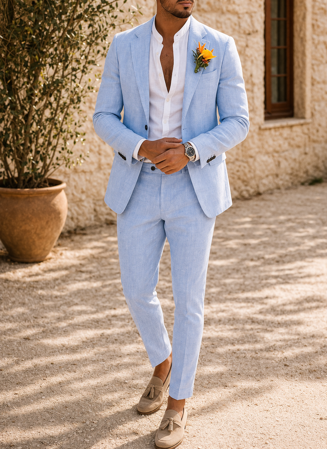 Men's Linen Wedding Suit | Two Piece