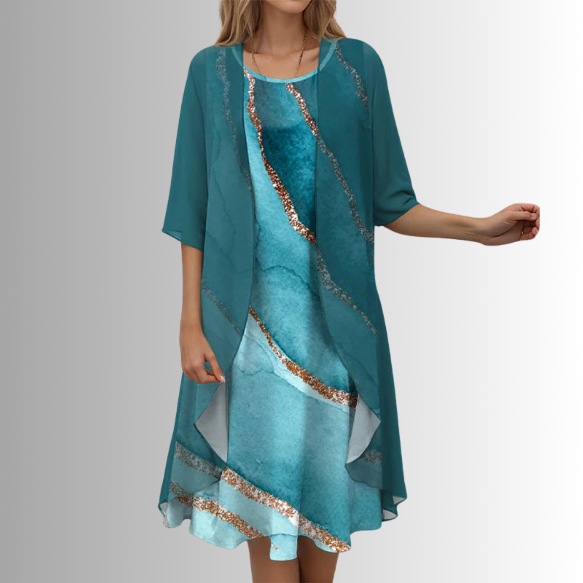 Women's Plus Size Outfit Flowy Blouse and Dress Lightweight Chic Summer Set
