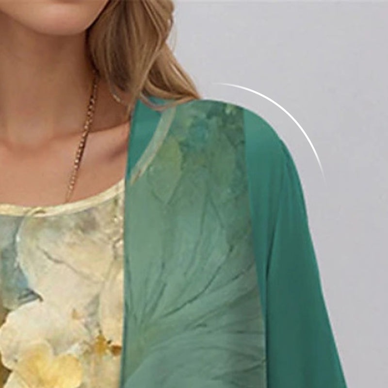 Women's Plus Size Outfit Flowy Blouse and Dress Lightweight Chic Summer Set