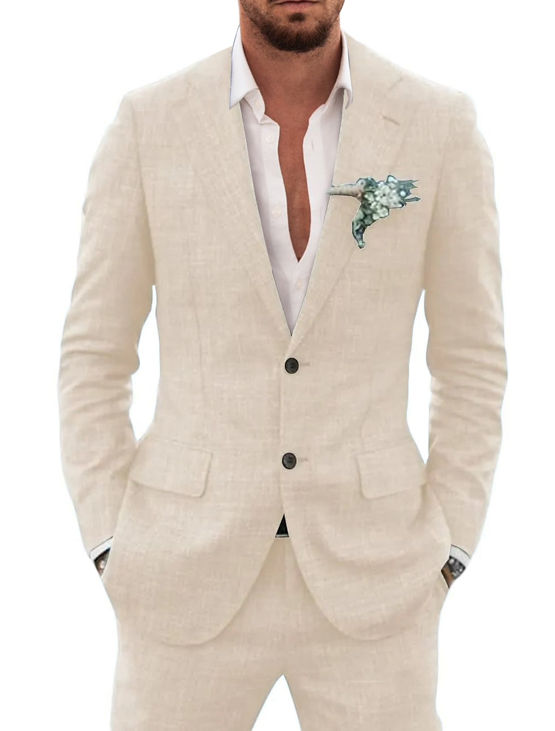 Ethan | Men's Linen Suit with Notch Lapel 1