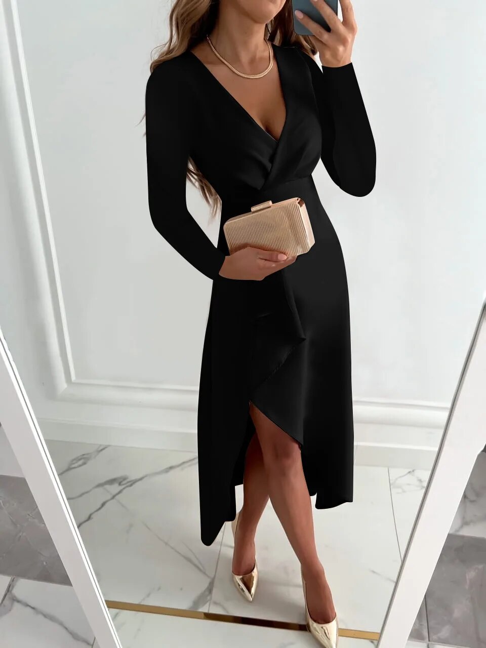Eva | Women's Summer V Neck Sheath Midi Dress 2