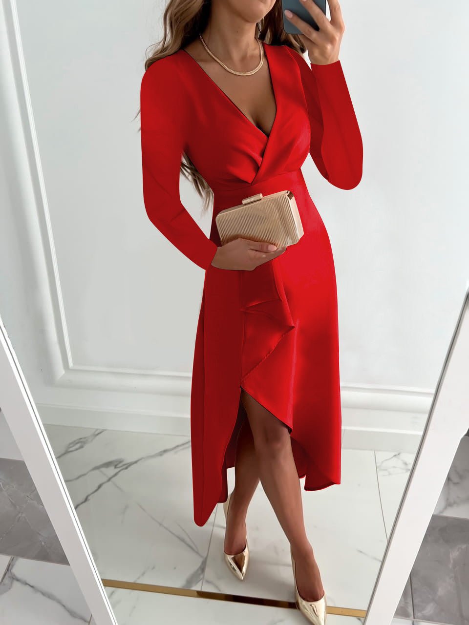Eva | Women's Summer V Neck Sheath Midi Dress 3