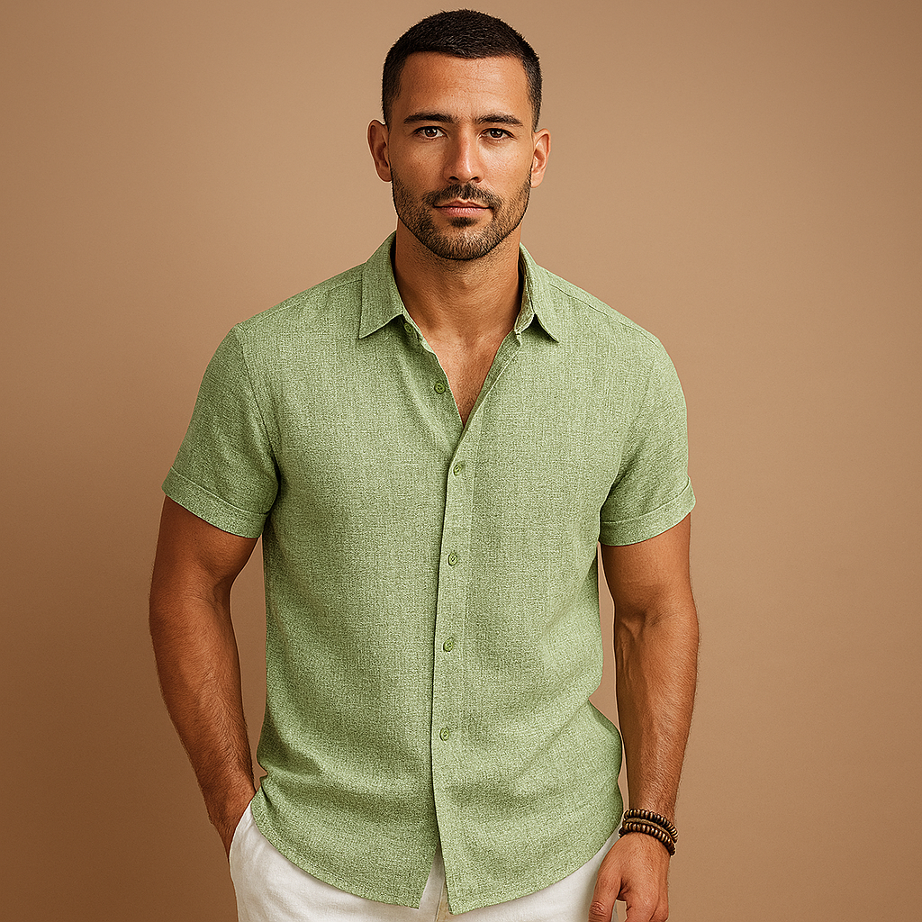 Cotton Blend Fitted Men's Shirt UK – Smart Casual & Holiday & Resort Wear