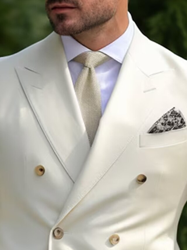 Men's Wedding Suits Double Breasted Six-Buttons Standard Fit 2 Pieces