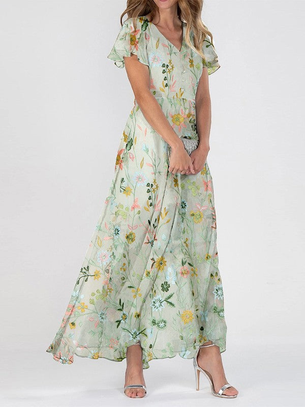 Lila | Women's Floral V-Neck Maxi Dress 0