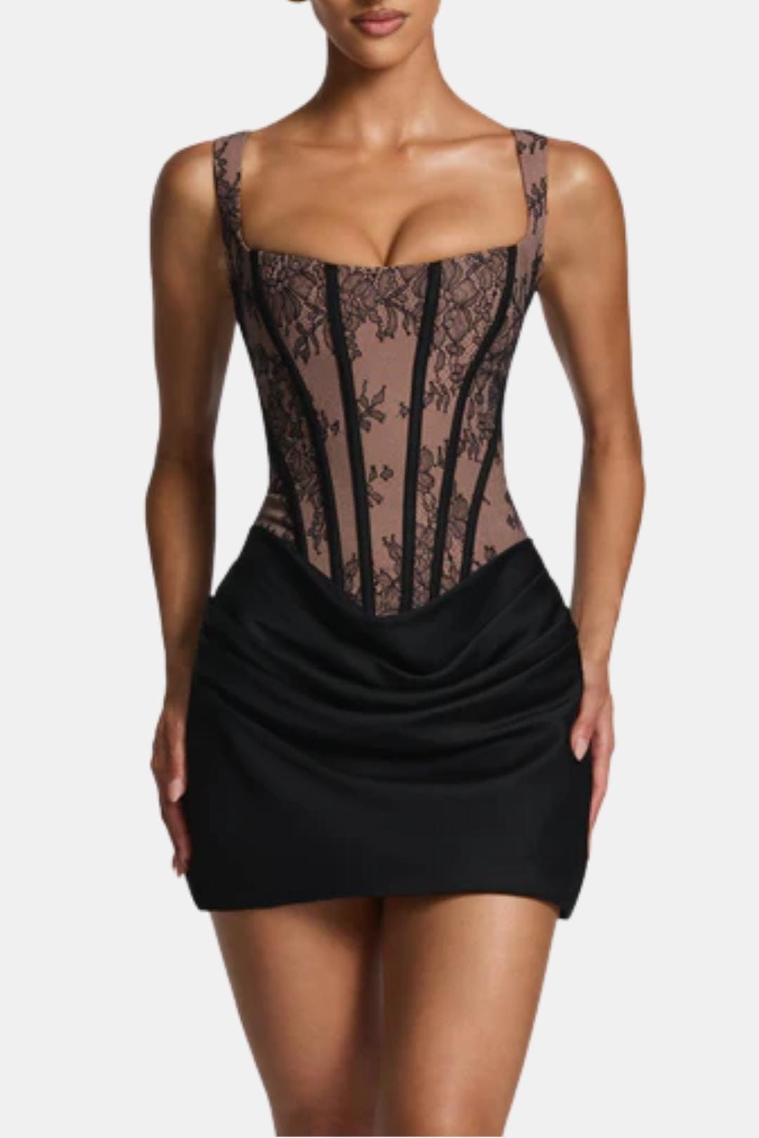 Melyna – Square Neck Corset Style Bodice Mini Dress