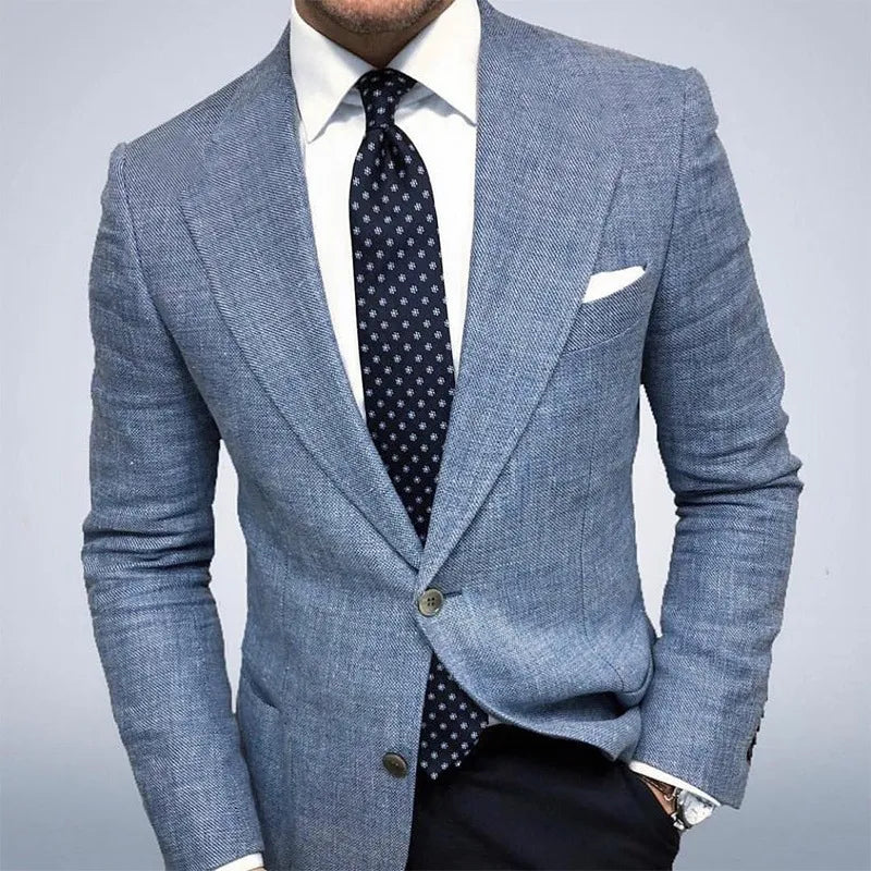 Men's Blazer Jacket Textured Tailored Lightweight Spring Casual Fashion