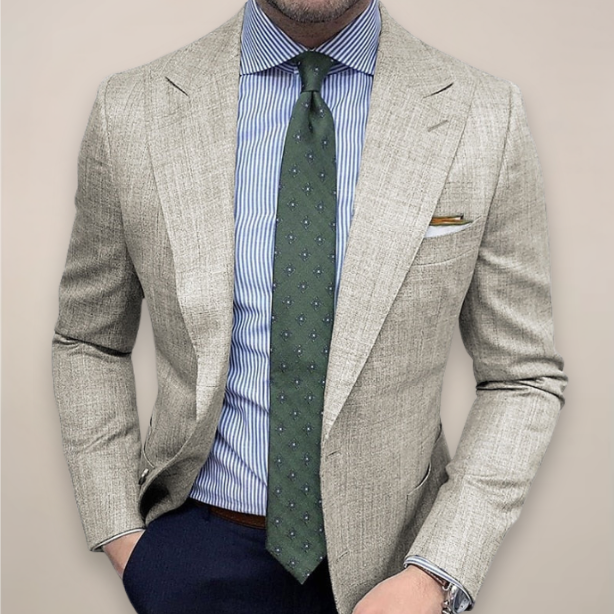 Men's Blazer Jacket Textured Tailored Lightweight Spring Casual Fashion