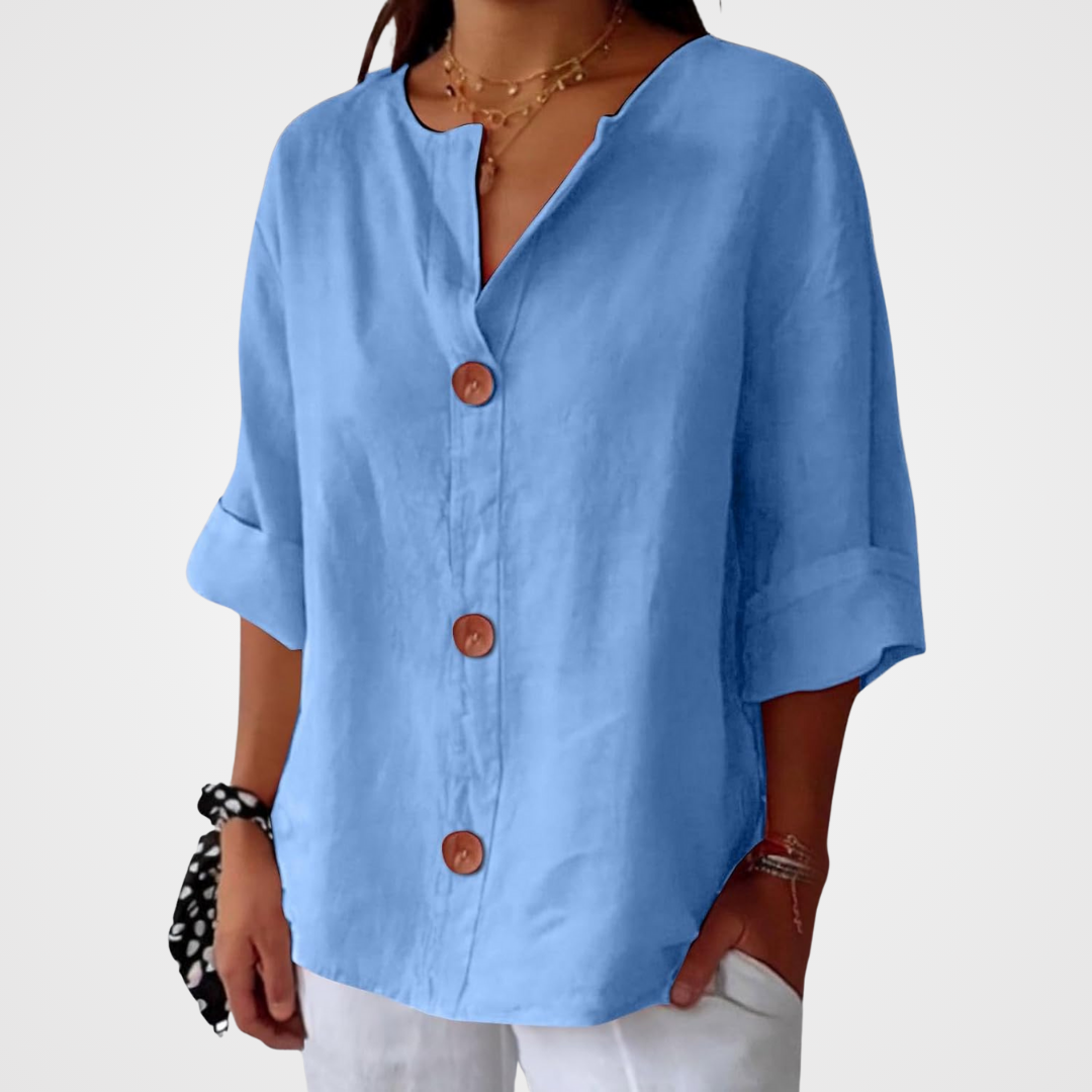 Women's Summer Blouse Loose Fit Breathable Natural Linen Casual Top