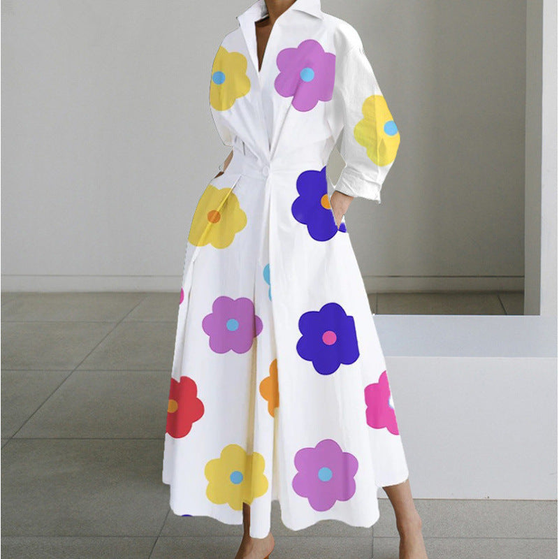 Women's Maxi Dress Front Wrap Collared Elegant Versatile Summer Casual Formal