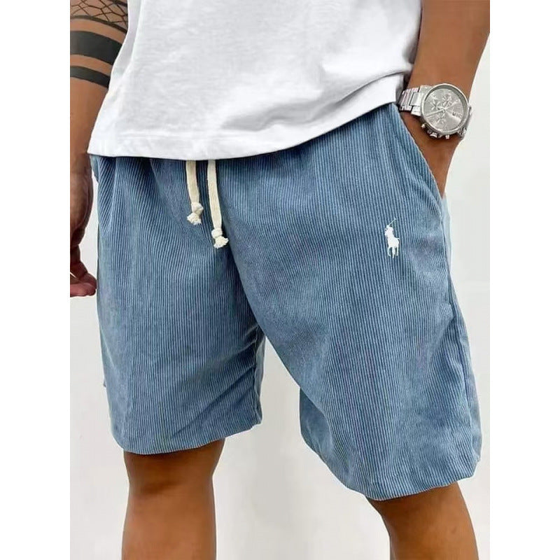 Men's Casual Pants Soft Cotton Blend Elastic Waistband Striped Design