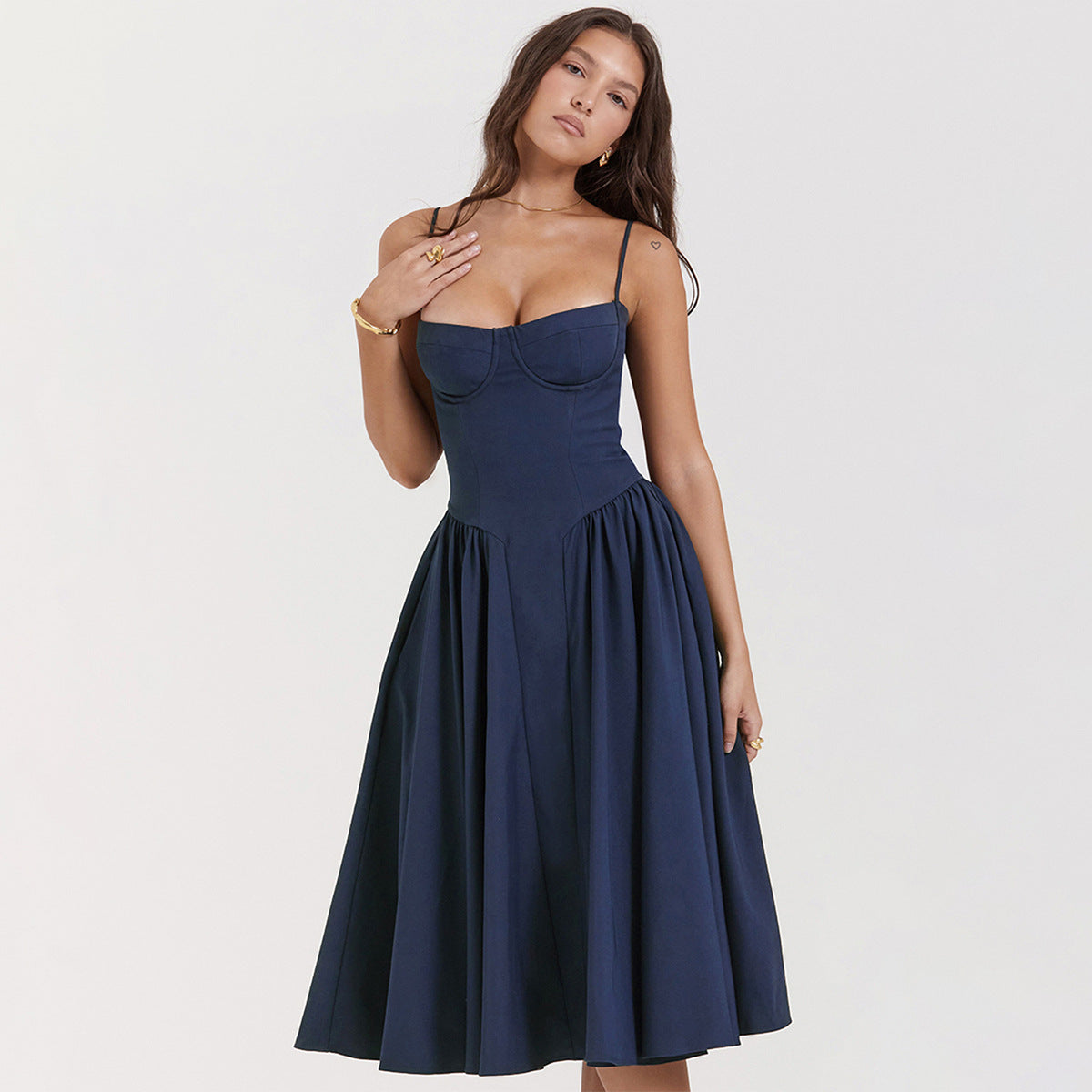 Women's Midi Dress Corset Style Adjustable Straps