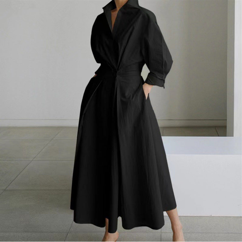 Women's Maxi Dress Front Wrap Collared Elegant Versatile Summer Casual Formal