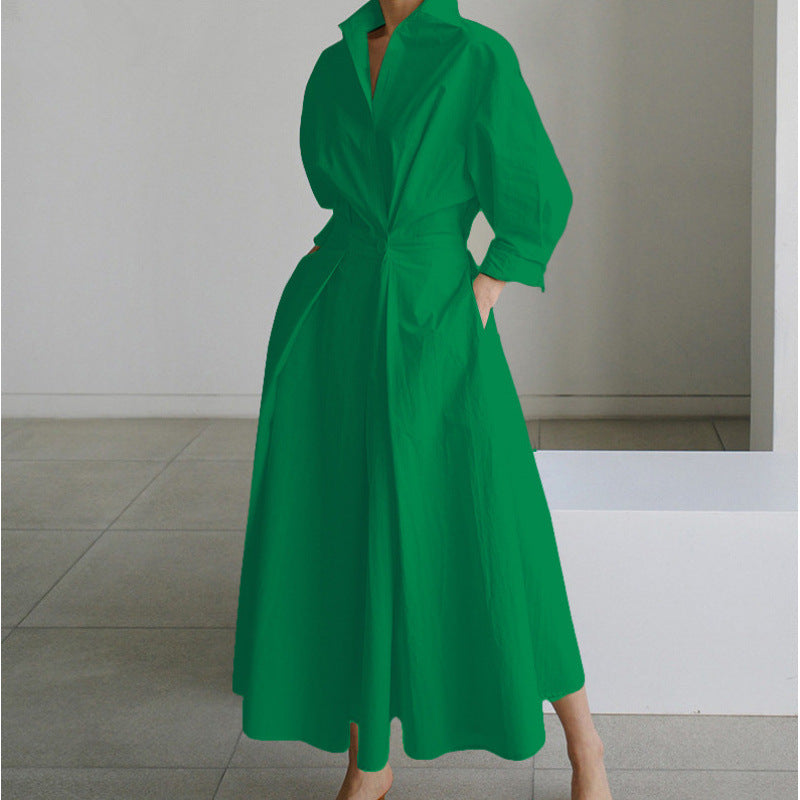 Women's Maxi Dress Front Wrap Collared Elegant Versatile Summer Casual Formal