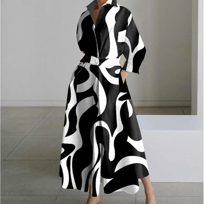 Women's Maxi Dress Front Wrap Collared Elegant Versatile Summer Casual Formal