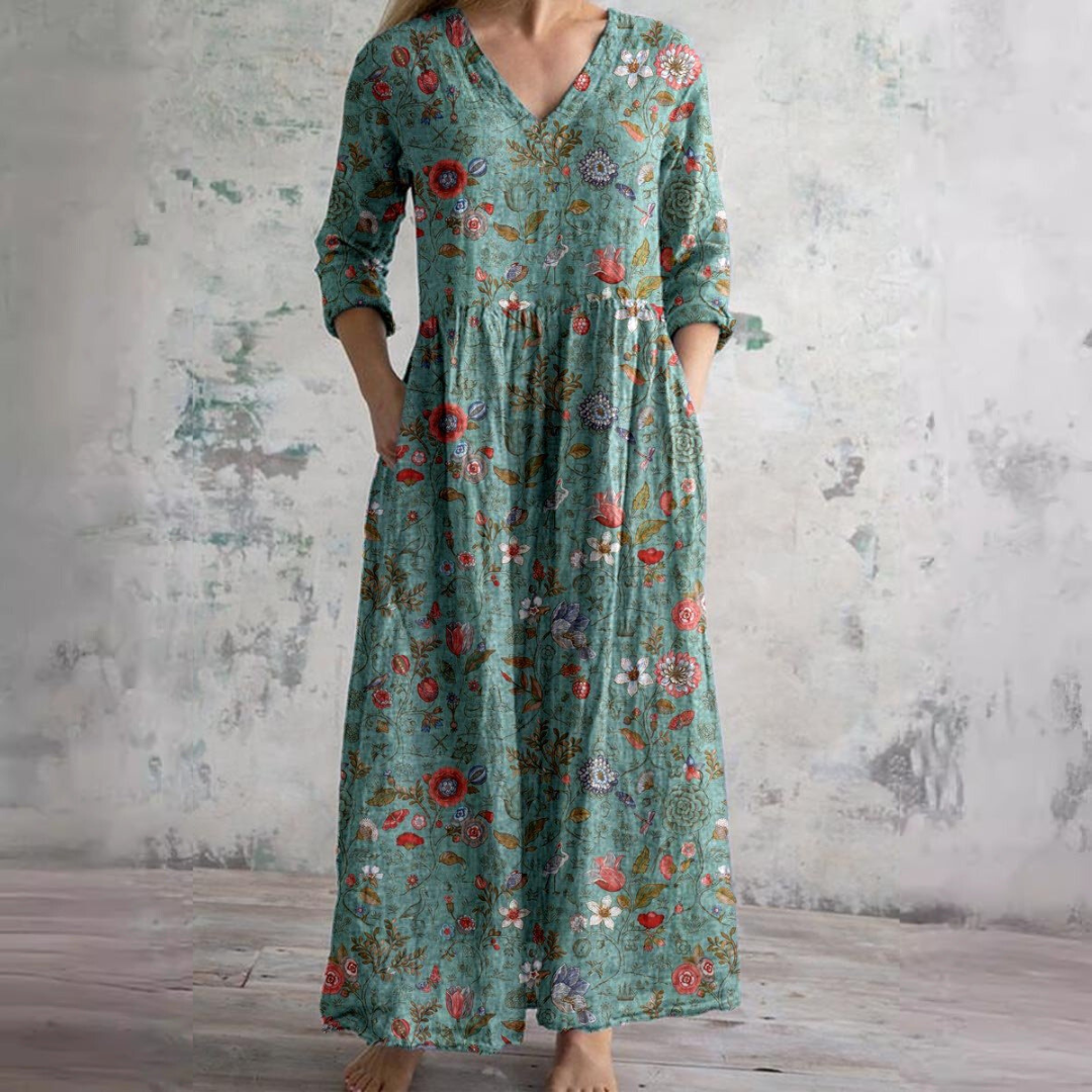 Women's Floral Summer Dress V-Neck Lightweight Breathable Casual Plus Size