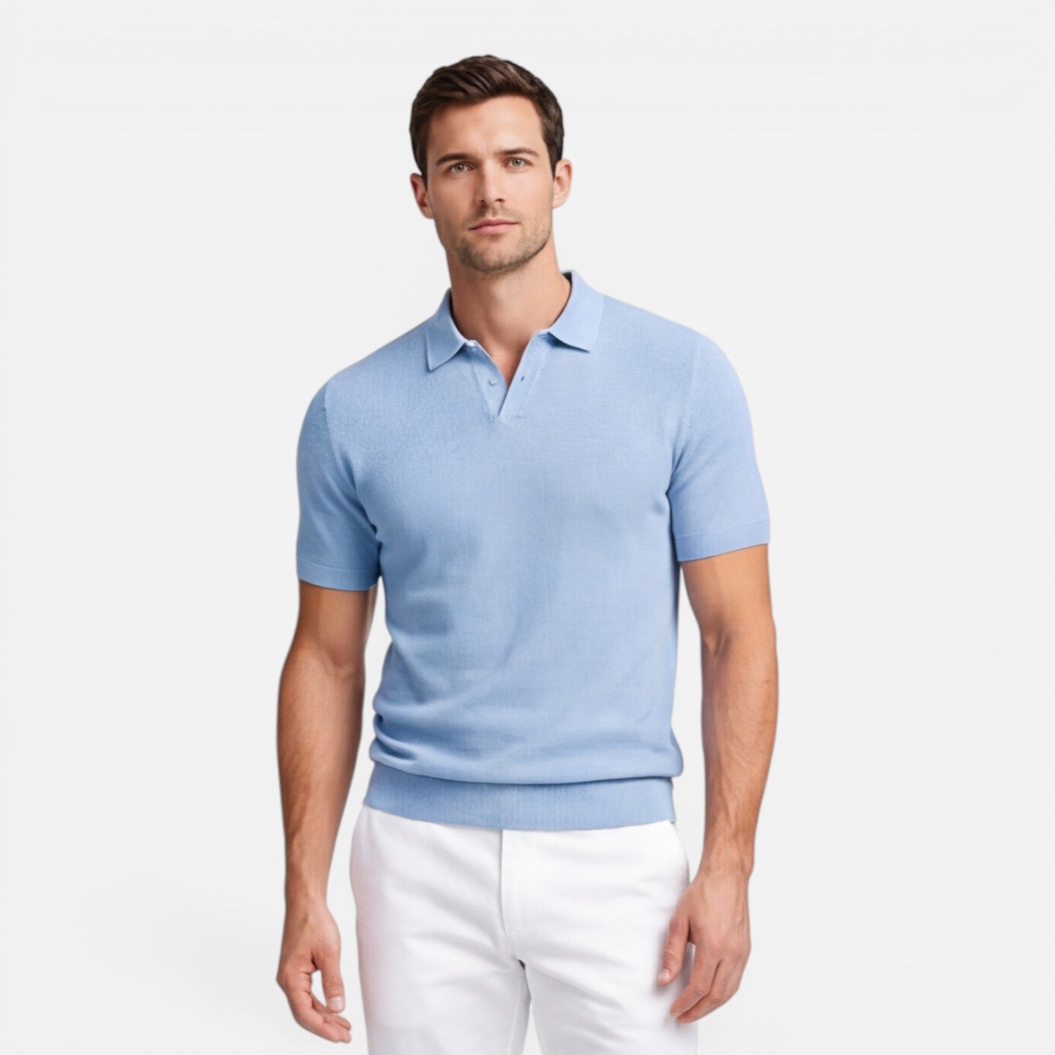 Men's Polo Shirt Slim Fit Lightweight Breathable Knit Casual Wear