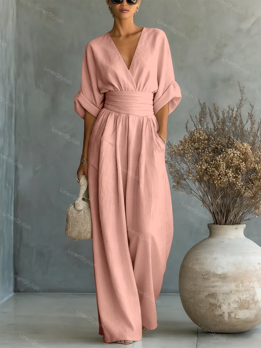 Women's Black Jumpsuit V-Neck Slim Fit Soft Fabric Formal Wear