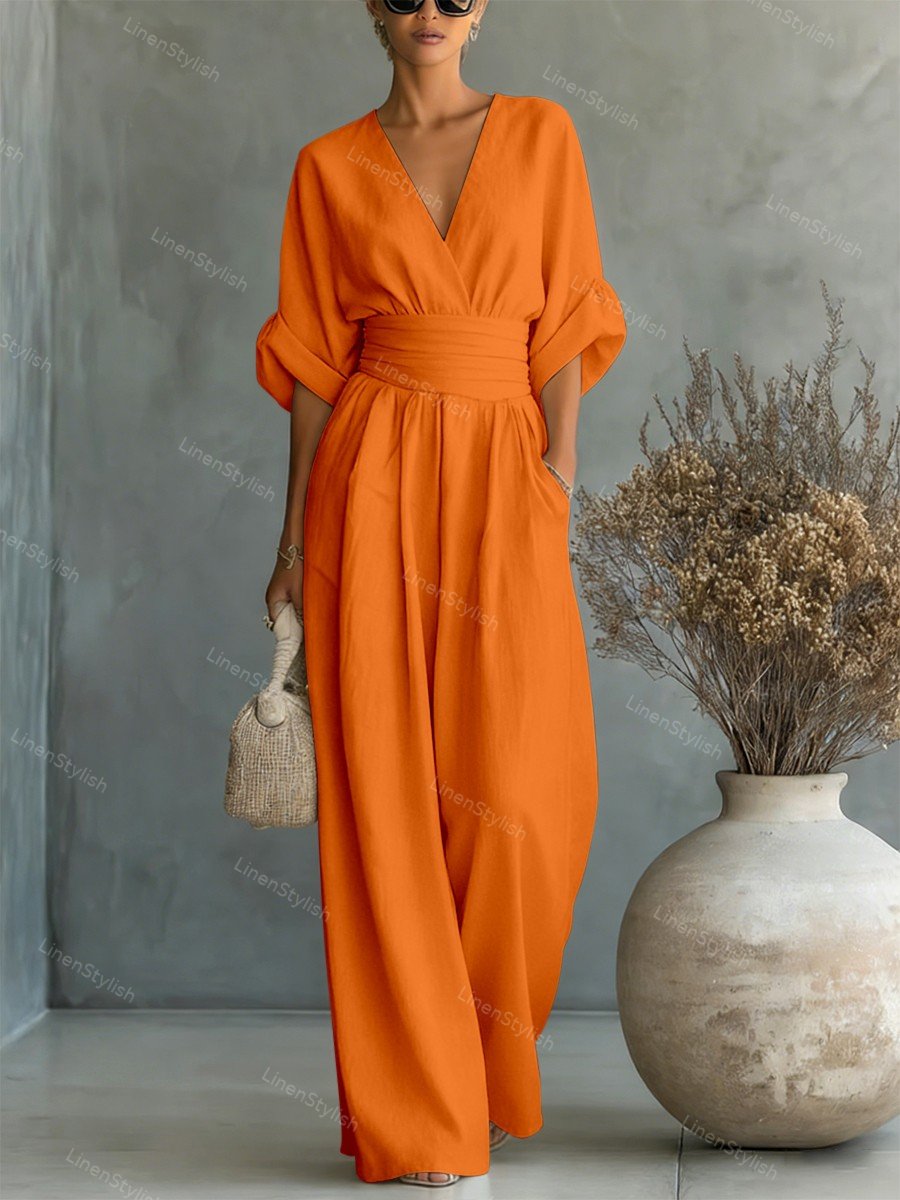 Women's Black Jumpsuit V-Neck Slim Fit Soft Fabric Formal Wear