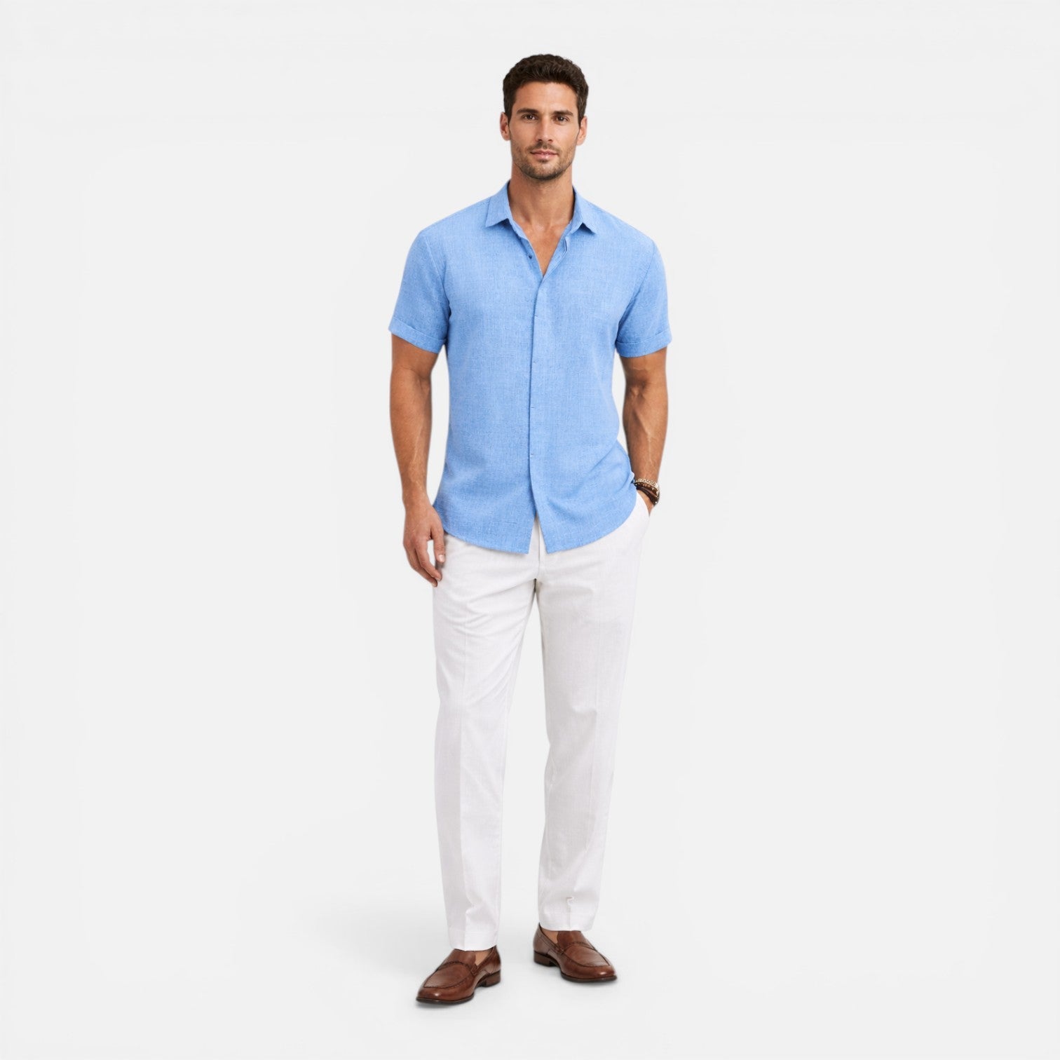 Men's Lightweight Summer Shirt Short Sleeve Breathable Casual Wear