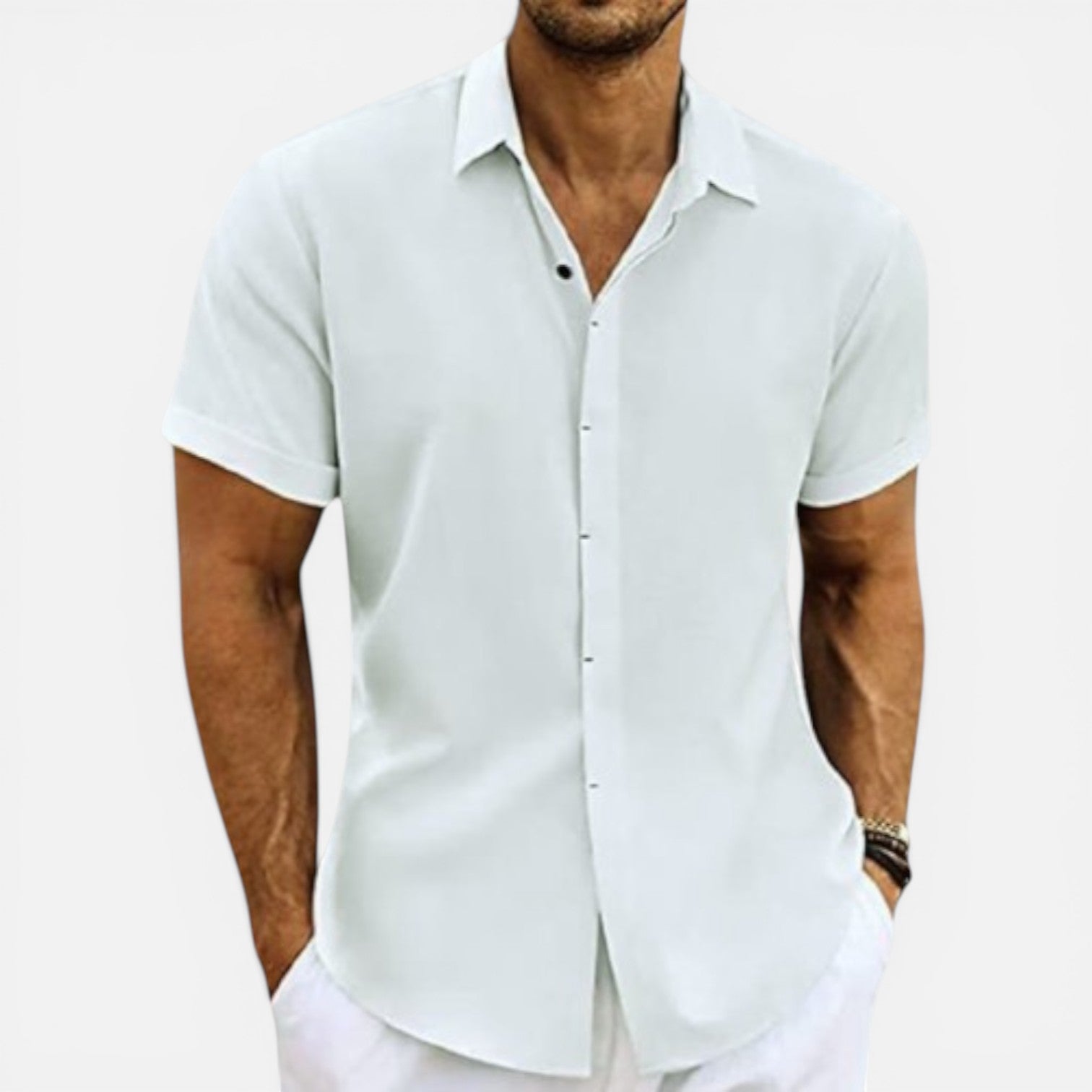 Men's Lightweight Summer Shirt Short Sleeve Breathable Casual Wear