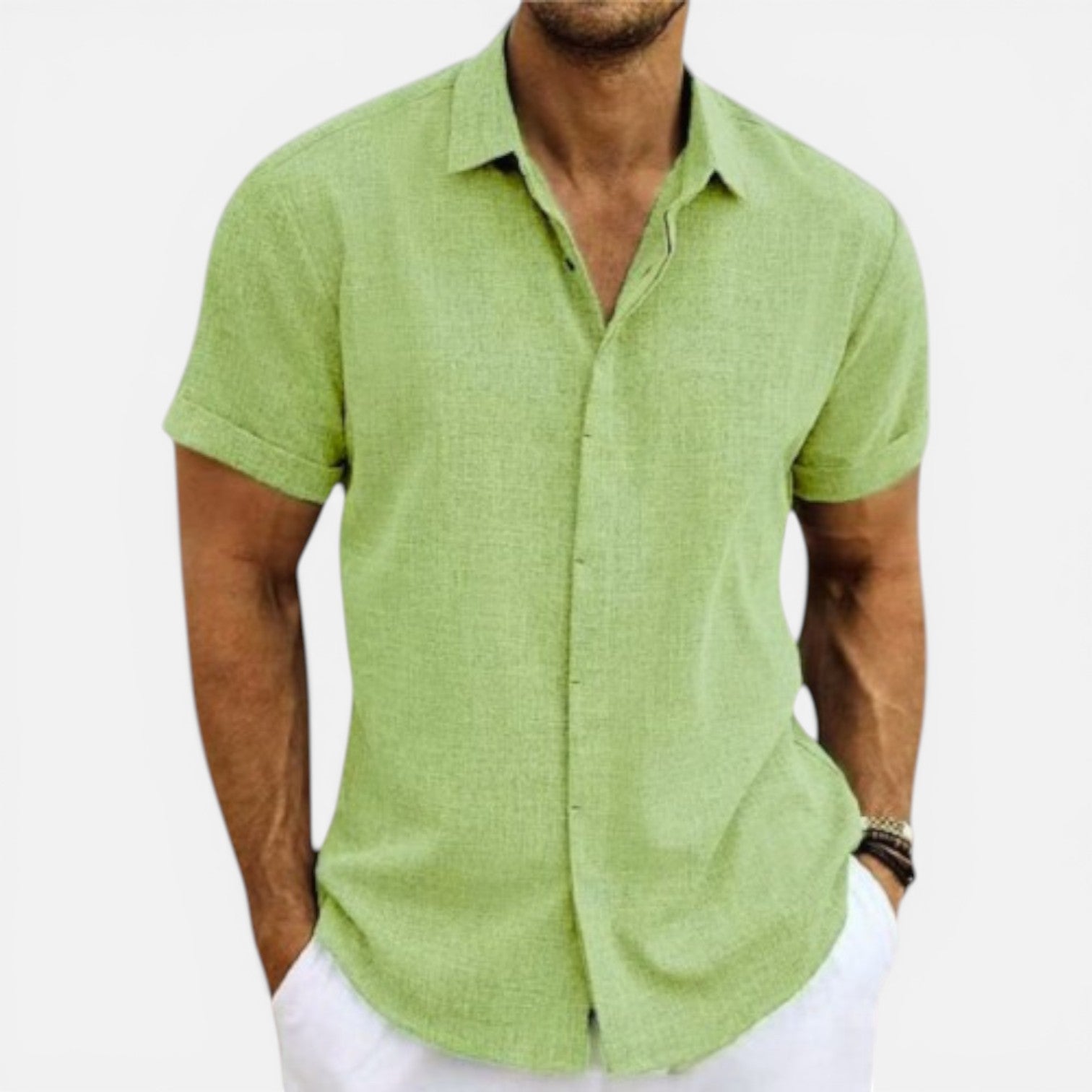 Men's Lightweight Summer Shirt Short Sleeve Breathable Casual Wear