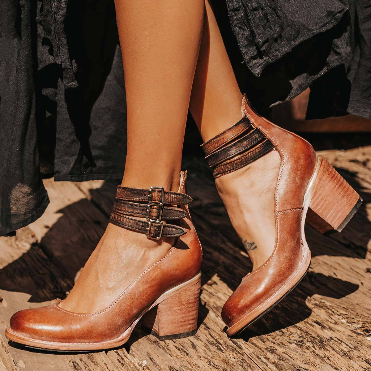 Women's Vintage Ankle Strap Heels Block Heel Elegant Sandals Premium Material
