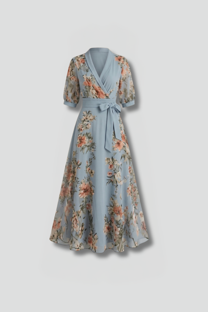 Women's Midi Dress V-Neck Floral Pattern Casual