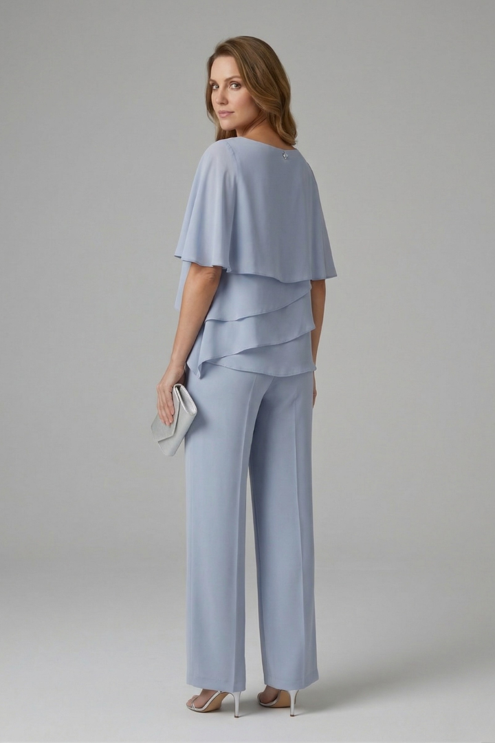 Women's Top Trousers Set Layered Top Straight Legs Casual Outfit