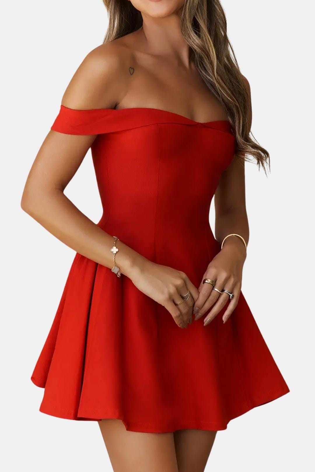 Zariyah – Off-Shoulder Sculpted Mini Dress