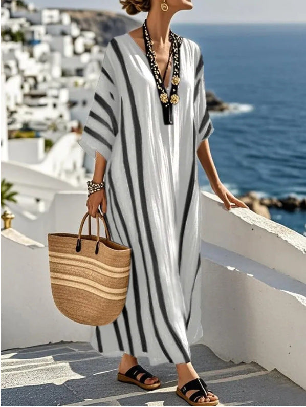Sienna | Lightweight Striped Kaftan Maxi Dress