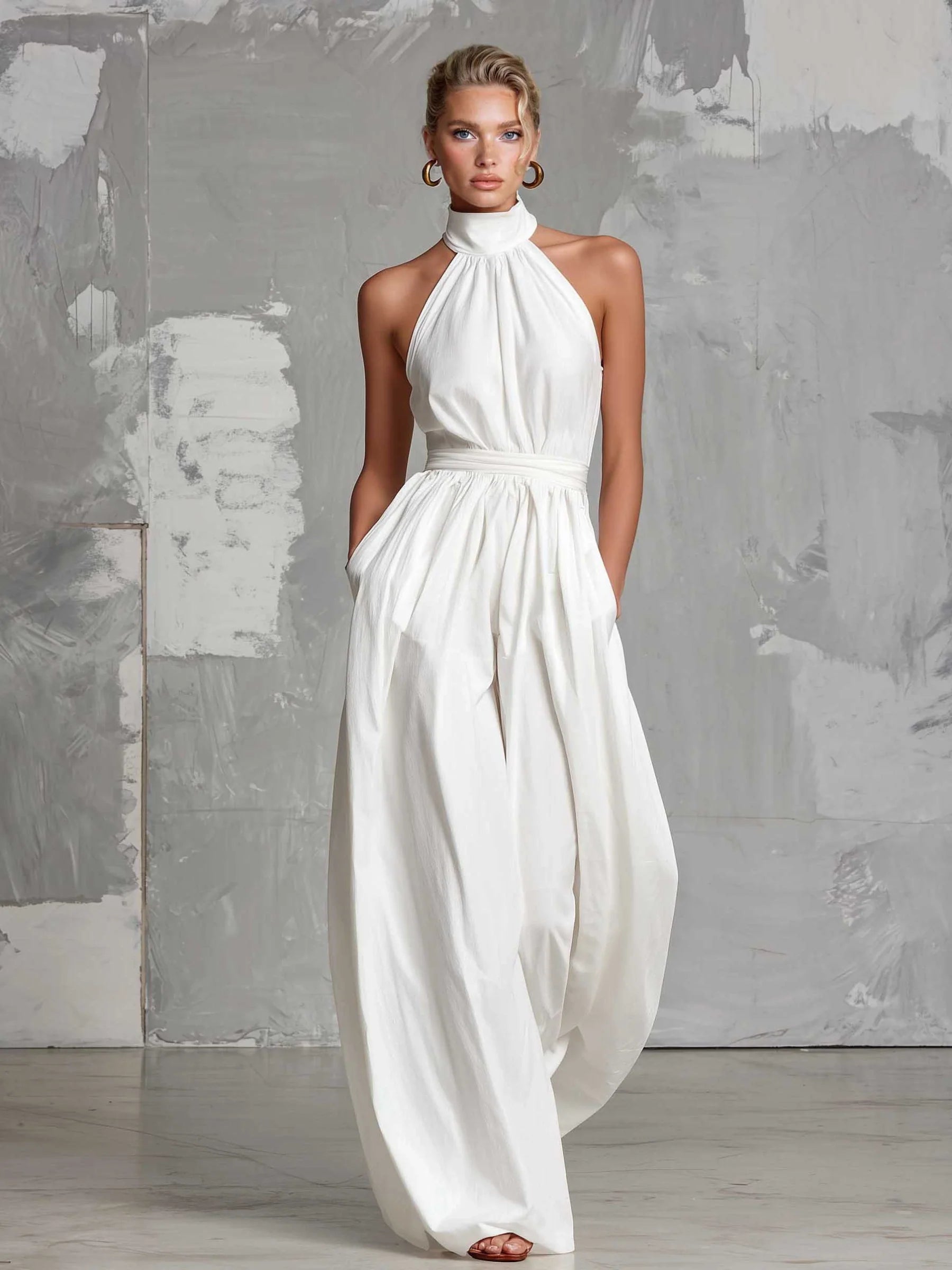 Women's Bohemian Backless Jumpsuit Casual Summer Outfit