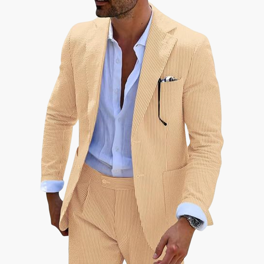 Men's Slim Fit Pinstripe Two-Piece Wedding Suit
