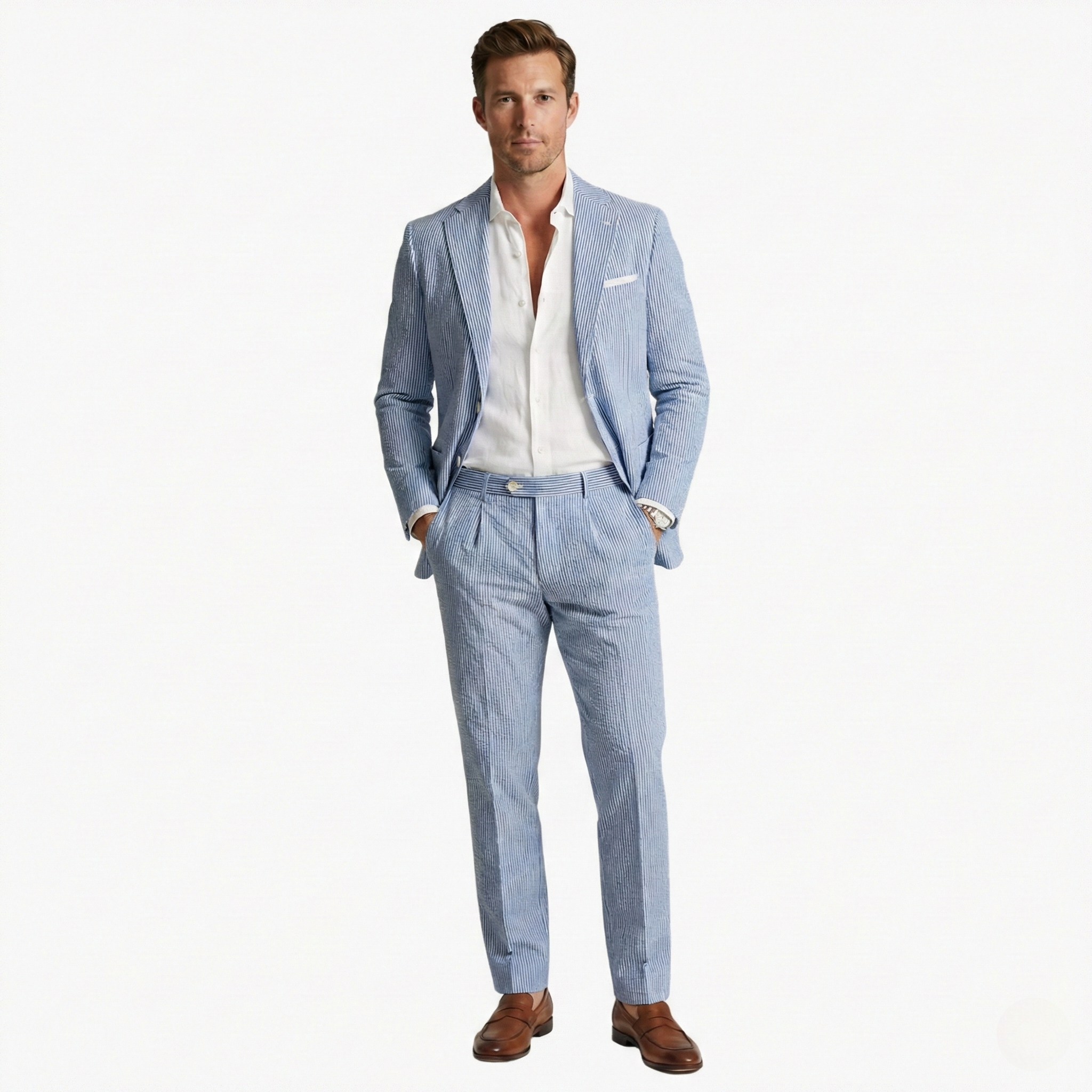 Men's Slim Fit Pinstripe Two-Piece Wedding Suit