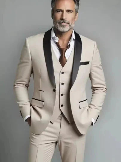 Men's Slim Fit Three-Piece Formal Wedding Suit