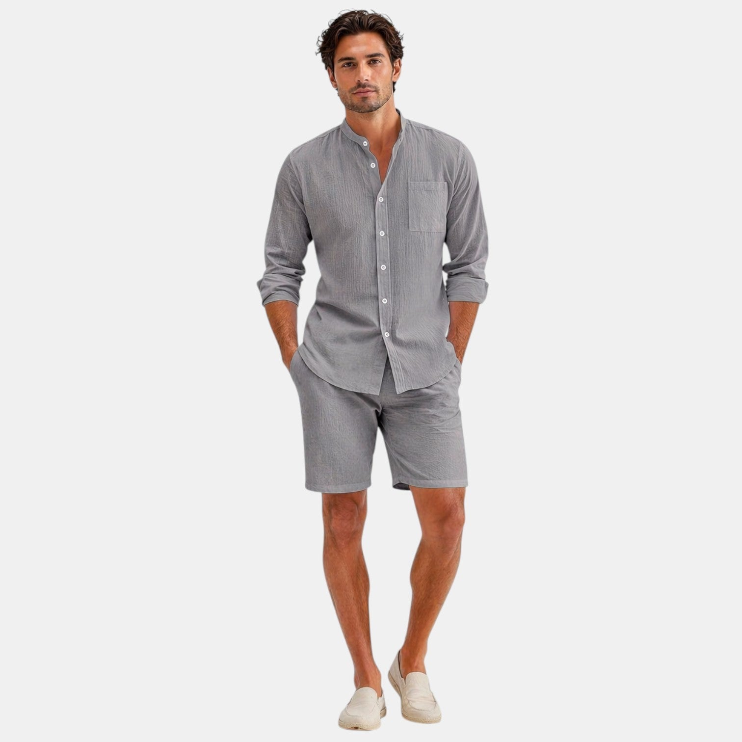 Men's Linen Summer Set Short Sleeve Casual Outfit