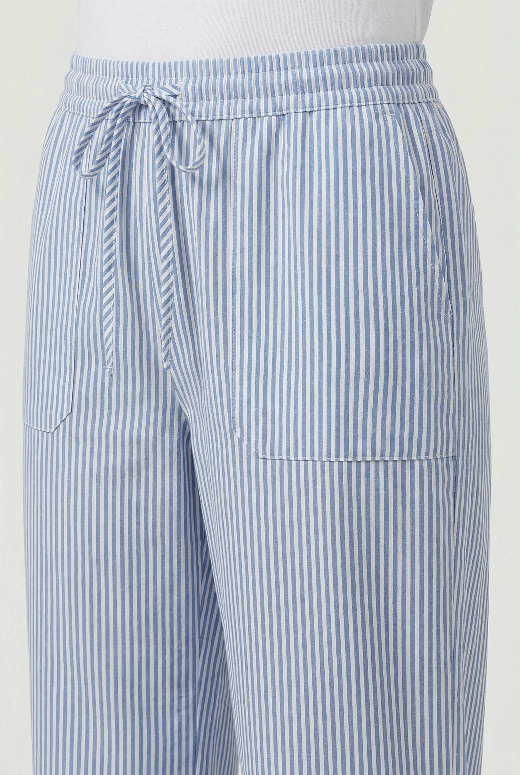 Women’s Drawstring Trousers Striped Polyester Blend Wide Leg